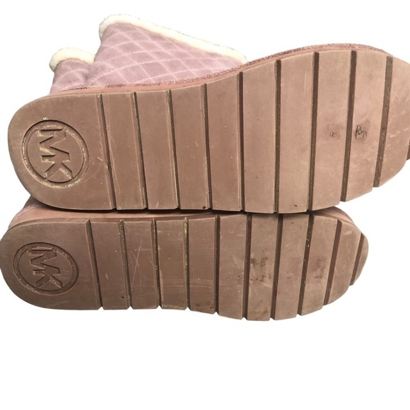MICHAEL KORS WINTER SANDY DUSTY ROSE QUILTED SHEARLING LOGO TALL BOOTS WOMEN’S 8 - Picture 10 of 12